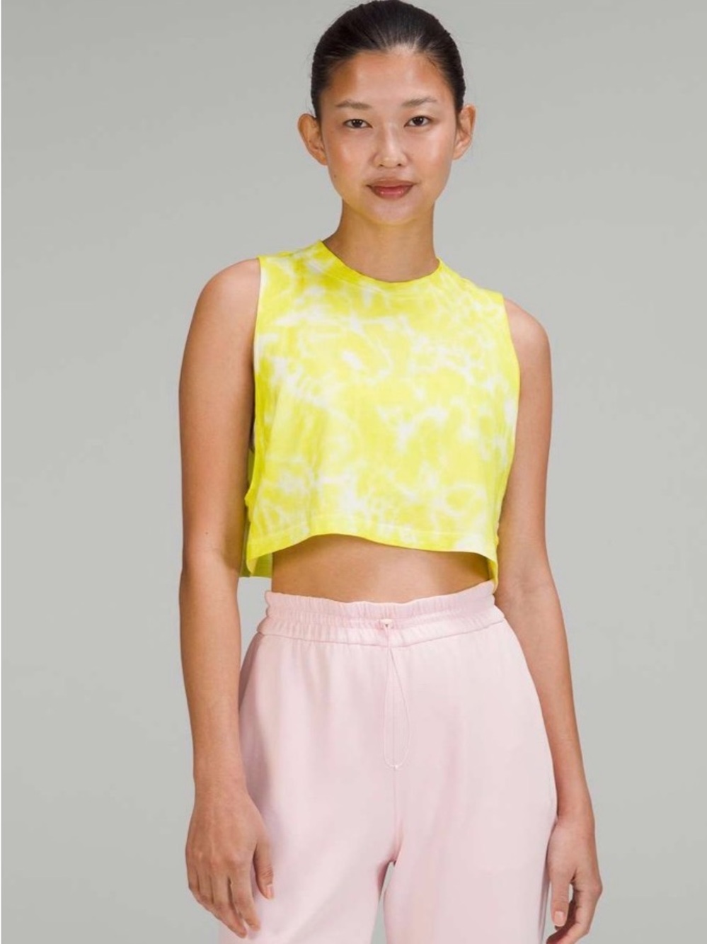 lululemon athletica Yellow Tie-Dye Cropped Muscle Tank